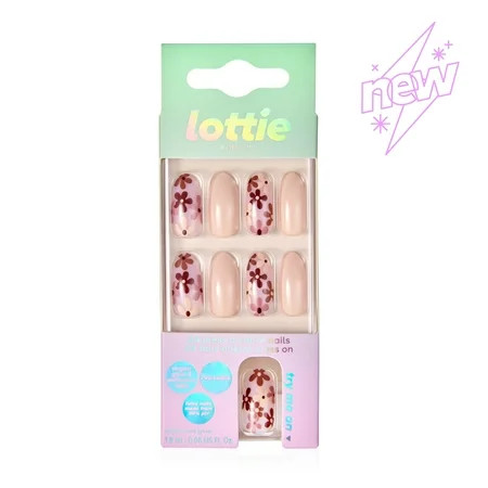 Lottie London Stay Press d Press on Nail Set Cocoa Daisy Natural 24 False Nails | Walmart (US)