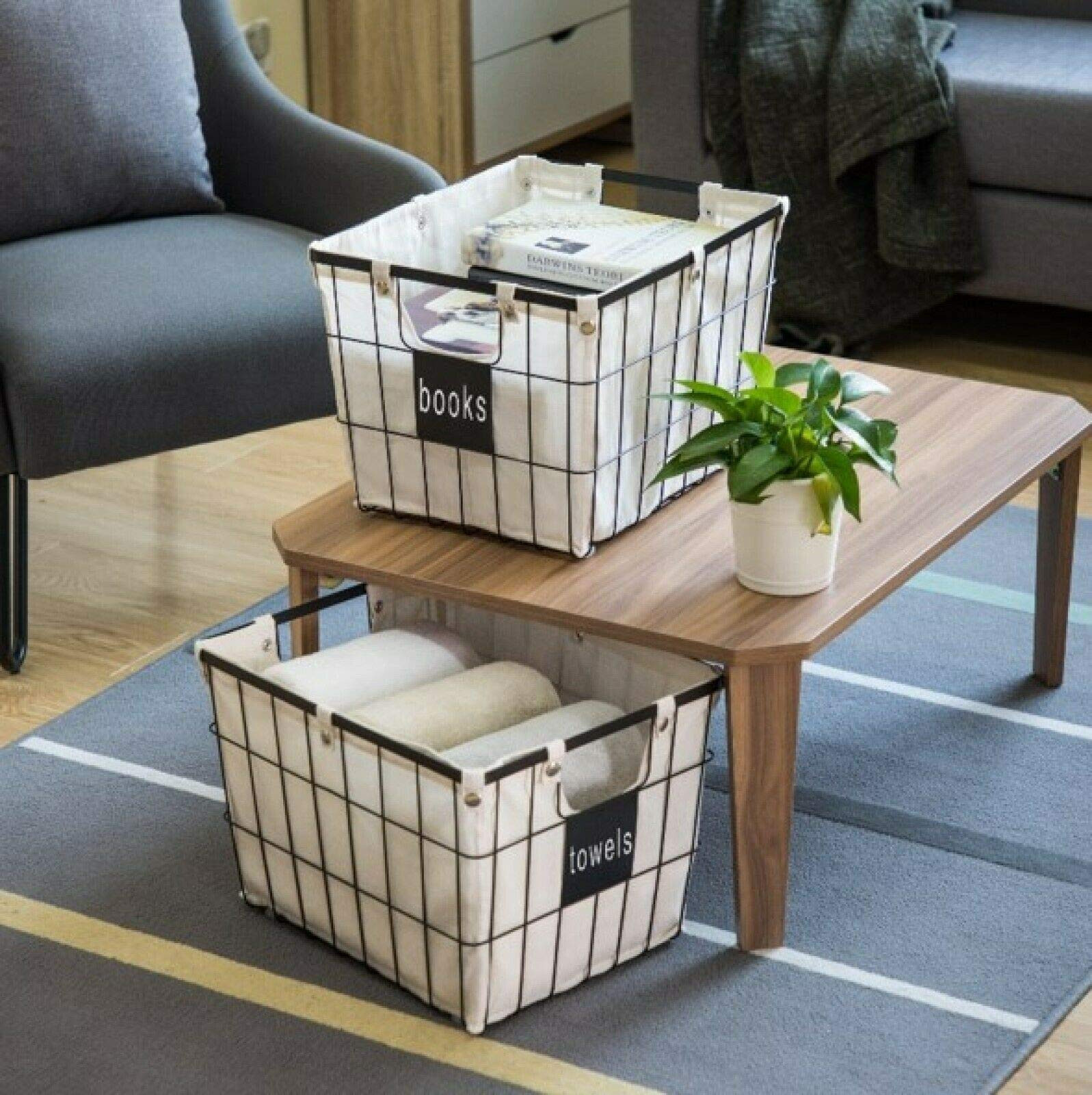 JN Better Homes & Gardens Medium Wire Basket with Chalkboard - 2 Pack - Medium | Amazon (US)