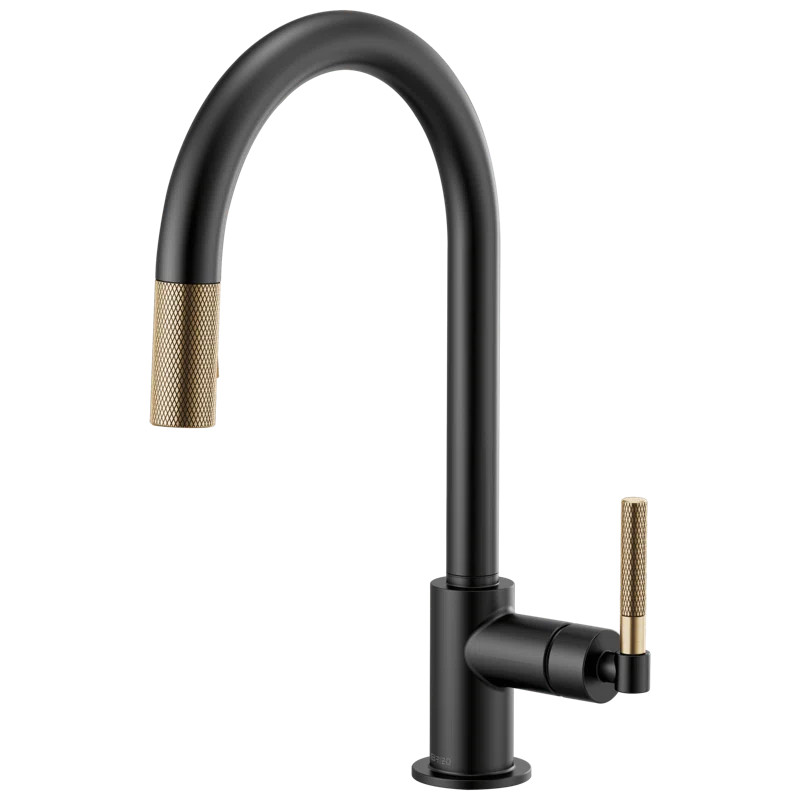 63043LF-BLGL Litze® Pull-Down Faucet with Arc Spout and Knurled Handle | Wayfair North America