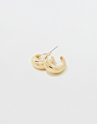 Aerie Chunky Gold Hoop Earrings | Aerie
