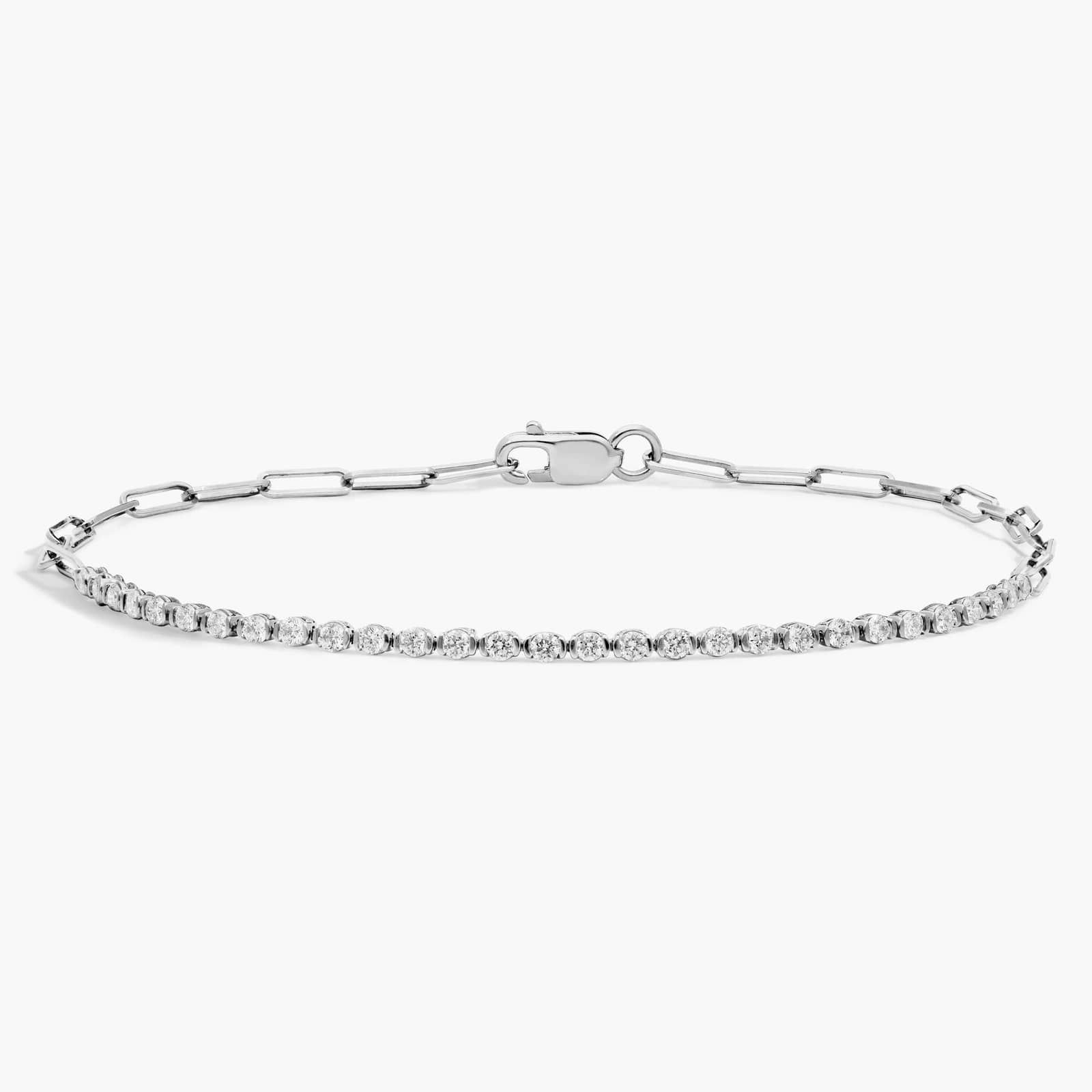 Mini Half Tennis Bracelet With 0.50 CTW Round Partial Bezel Diamonds In 14K White Gold | Blue Nile