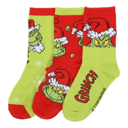 The Grinch & Max Kids 3-Pair Crew Socks | Walmart (US)