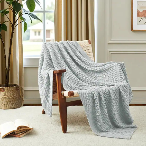 50"x60" Ultra Plush Chunky Knit Throw Blanket Textured Comfort Woven Blanket - Light Grey | Bed Bath & Beyond