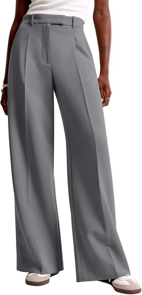 NIMIN Women Wide Leg Pants High Waisted Dressy Work Trousers Business Casual Palazzo Pants with P... | Amazon (US)