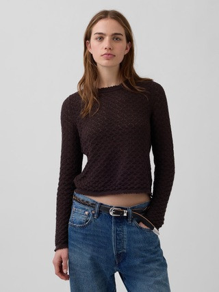 100% Cotton Pointelle Crop Sweater | Gap (CA)