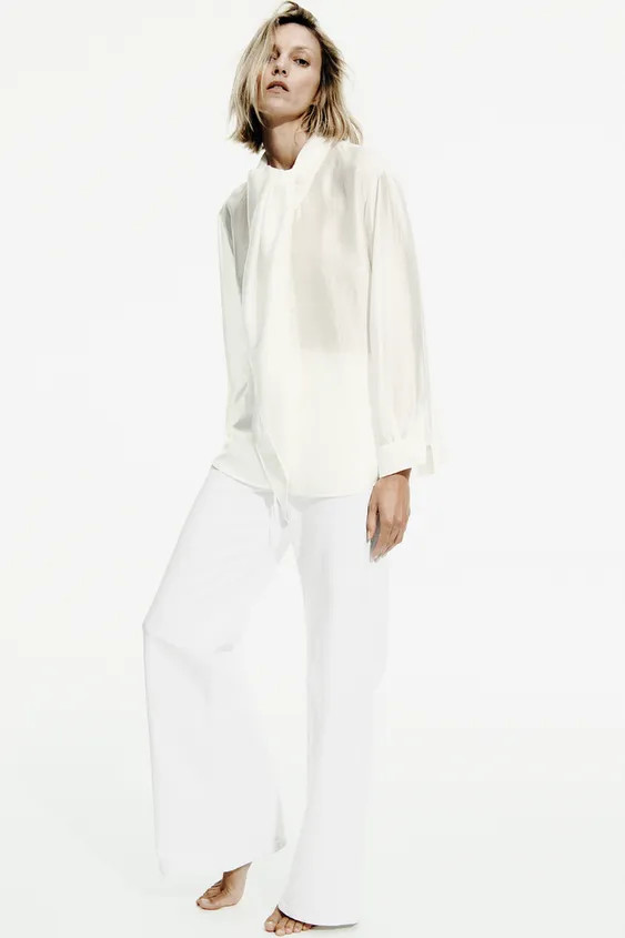 ZW COLLECTION FLOWING SHIRT WITH TIES | Zara UK