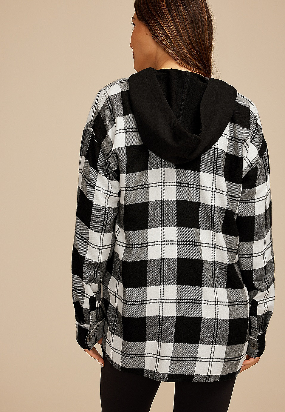 Plaid Hooded Boyfriend Button Down Shirt | Maurices