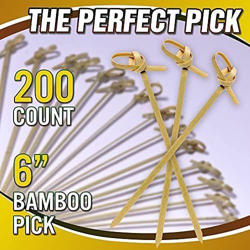 200PCS Bamboo Cocktail Picks, 6 Inch Handmade Sticks Cocktail Skewers, Cocktail Picks Fruit Tooth... | Amazon (US)