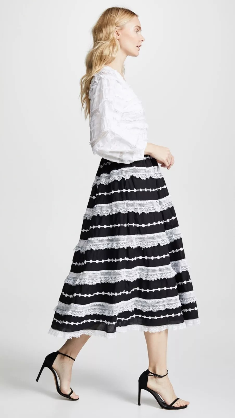 Ulla Johnson Charline Lace Applique White & Black V Neck Midi Dress - XS / US 2  | eBay | eBay UK