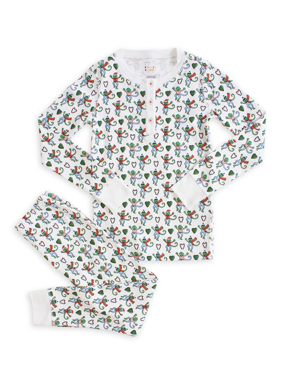 Baby's, Little Kid's & Kid's Merry Monkey Pajama Shirt & Pants Set - White - Size 2 | Saks Fifth Avenue