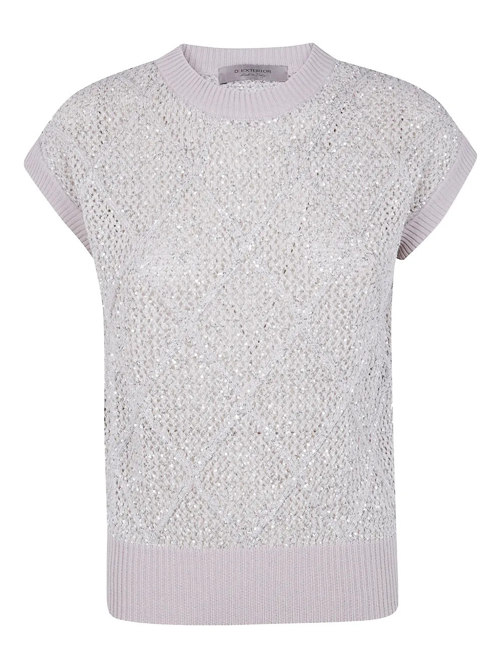 D.Exterior sequin-embellished short-sleeved sweater - Grey | Farfetch Global