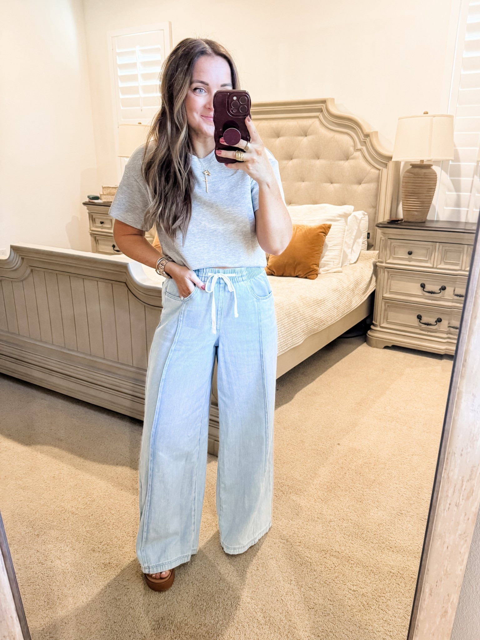 Top - XS (size down), Bottoms - S (size down if between) 
—
Walmart top | Walmart tshirt | Walmart finds | Walmart fashion | Target denim | Loose denim | Chambray denim | Tie waist pants | Bump friendly | Casual look

#LTKWorkwear #LTKSaleAlert #LTKFindsUnder50