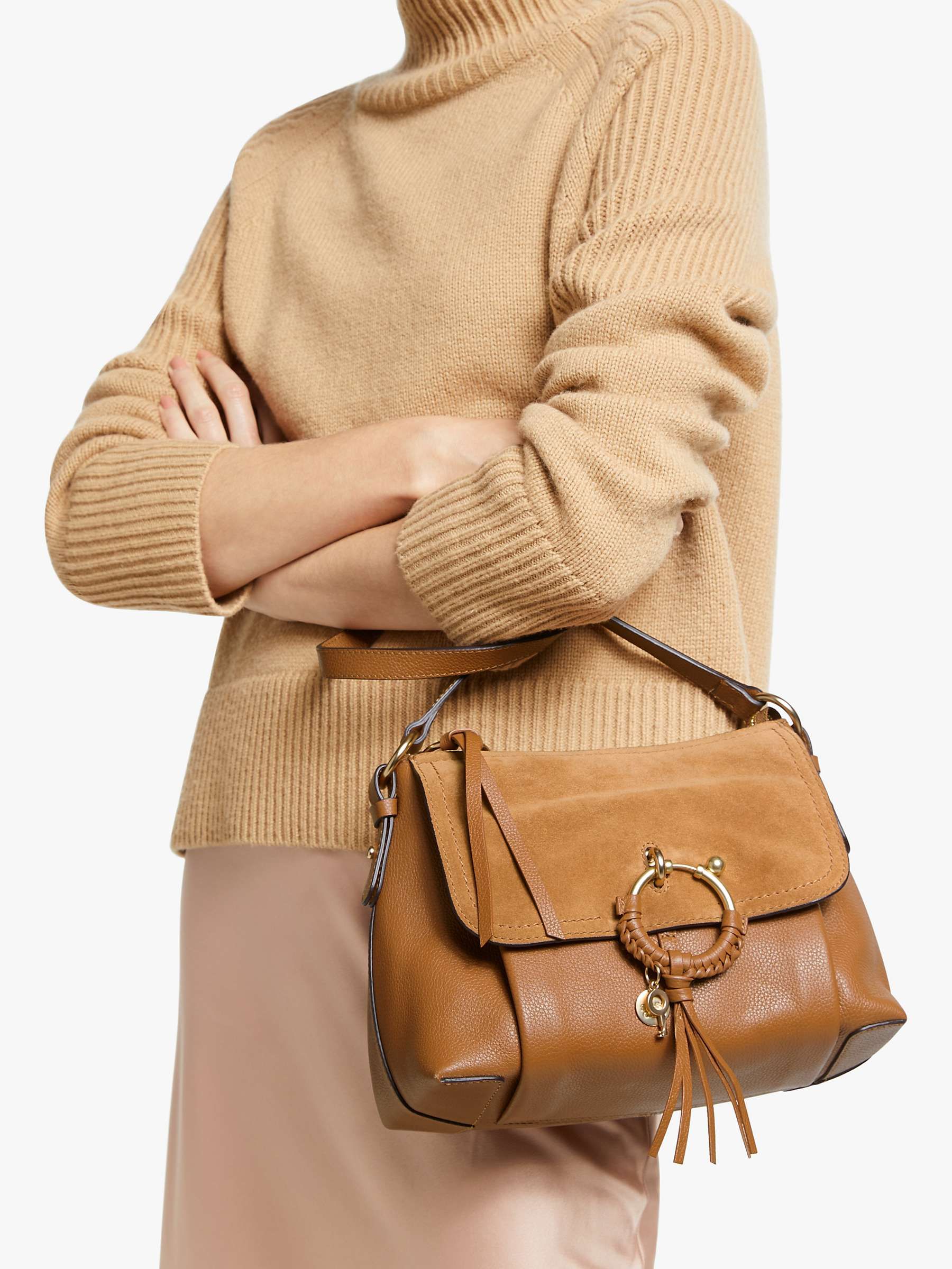 See By Chloé Joan Suede Leather Small Satchel Bag, Caramello | John Lewis (UK)