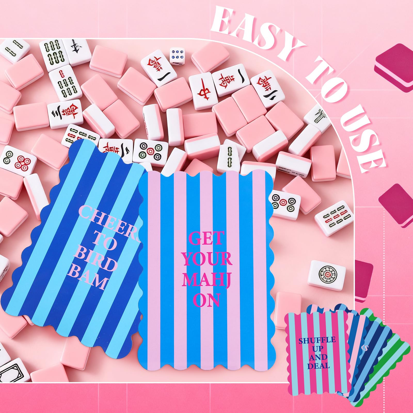 4Pcs Mahjong Shuffler Cards Scalloped Mahjong Tile Mixer Funny Saying Striped Plastic Mahjong Acc... | Amazon (US)