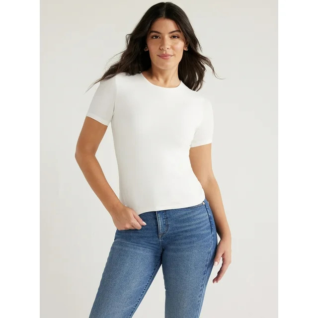 Sofia Jeans Women's High Neck Tee with Short Sleeves, Sizes XS-3XL | Walmart (US)