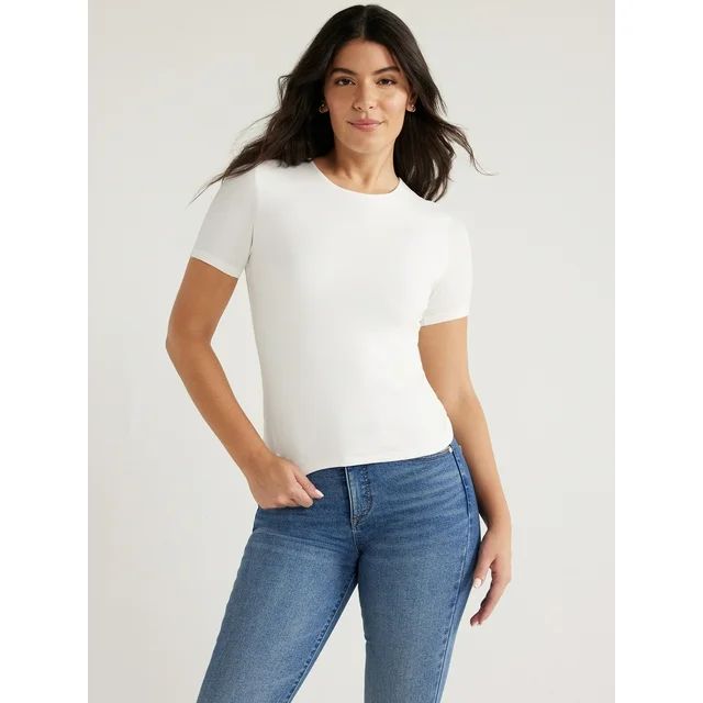 Sofia Jeans Women's High Neck Tee with Short Sleeves, Sizes XS-3XL - Walmart.com | Walmart (US)