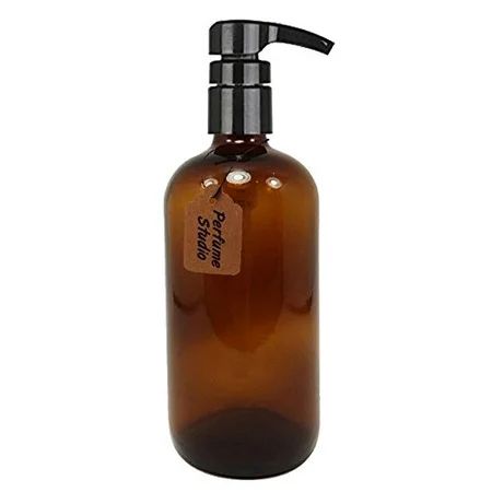Perfume Studio® Amber 16oz Glass Boston Round Bottle with Dispensing Pump. Ideal for Lotions, Soaps, | Walmart (US)
