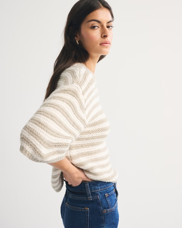 Oversized Textural Stitch Sweater Tee | Abercrombie & Fitch (US)