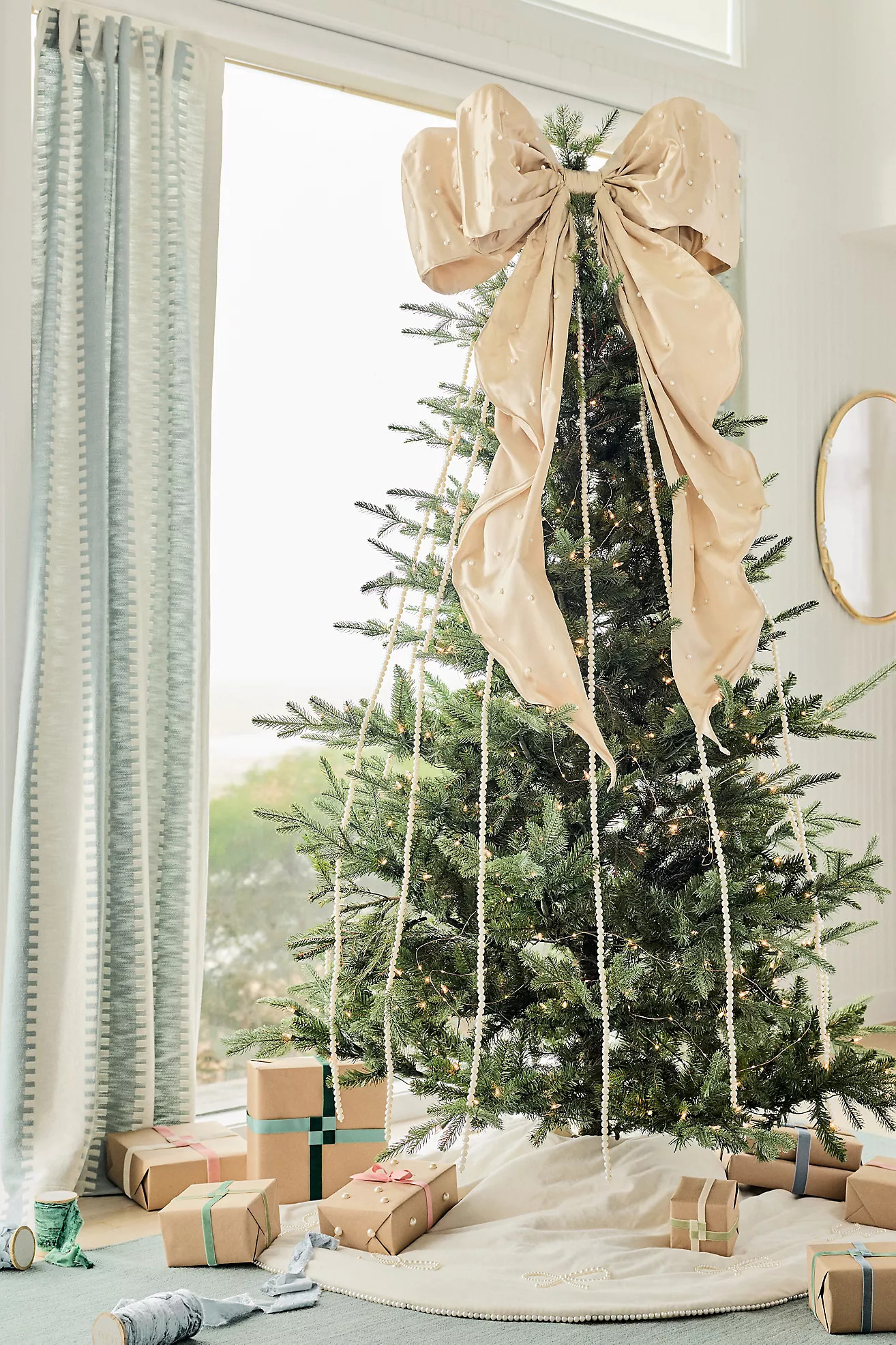 Pearled Satin Bow Tree Topper | Anthropologie (US)