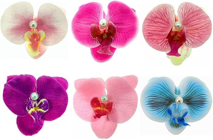 ALIMITOPIA Flower Hair Clip Bohemia Hawaiian Fabric Artificial Moth Orchid Flower Alligator Hair ... | Amazon (US)