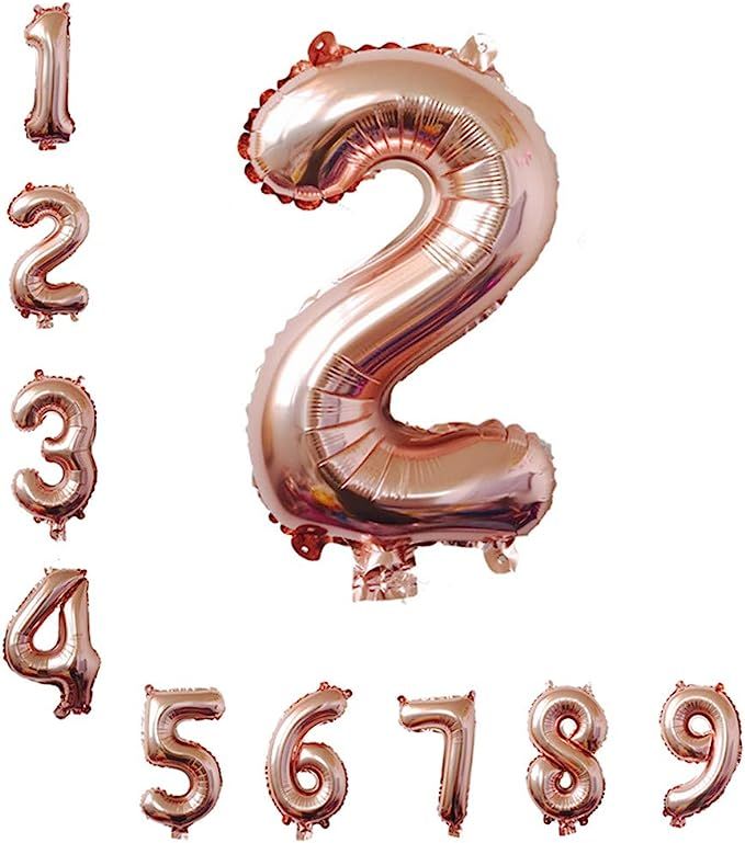 40 Inch Rose Gold Jumbo 2 Number Balloons Huge Giant Balloons Foil Mylar Number Balloons For Birt... | Amazon (US)