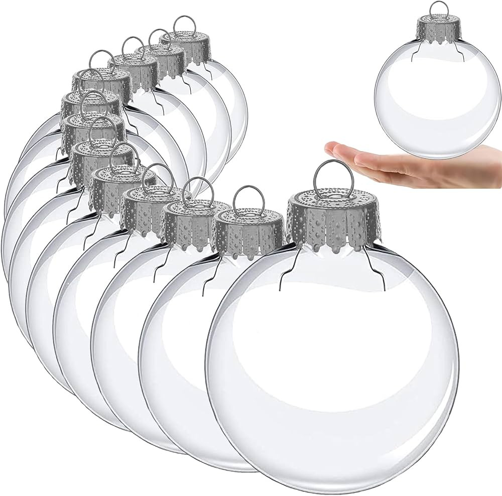 Clear Plastic Ornaments, Clear Christmas Ornaments Balls, DIY Fillable Ornaments, Clear Ornaments... | Amazon (US)