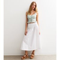 Women's White Elasticated Waist Poplin Midi Skirt New Look | New Look (UK)