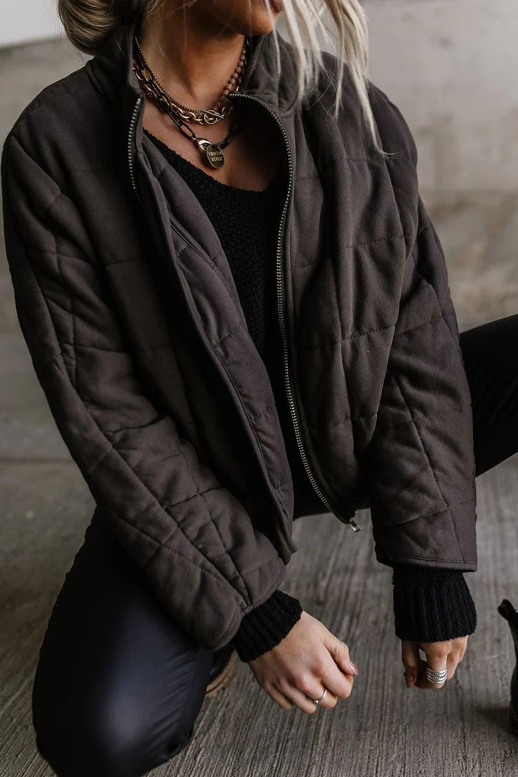 Below Zero Quilted Jacket - Charcoal | Mindy Mae's Market