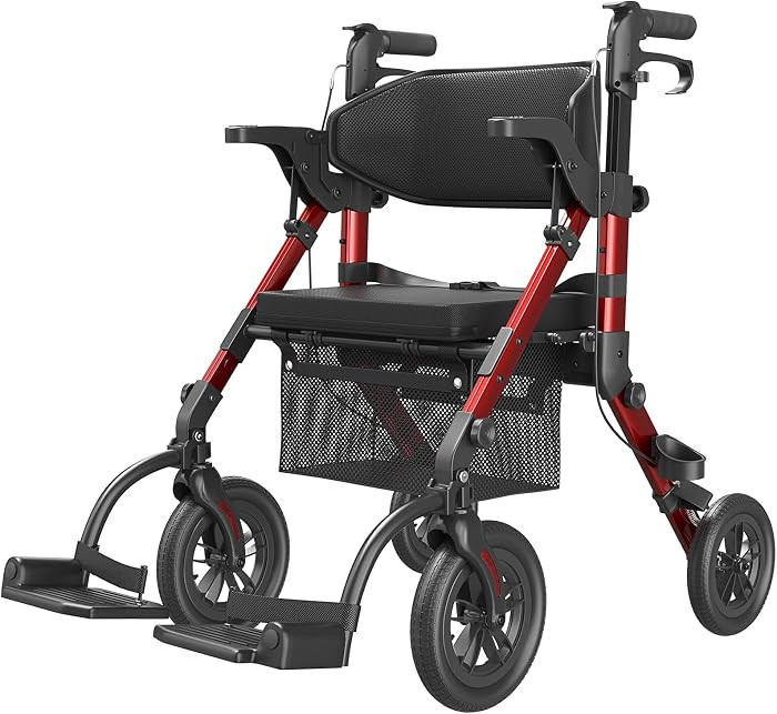 VOCIC Walkers for Seniors, Wheelchairs for Adults, Rollator Walker with Seat, 2 in 1 Rollator Tra... | Amazon (US)