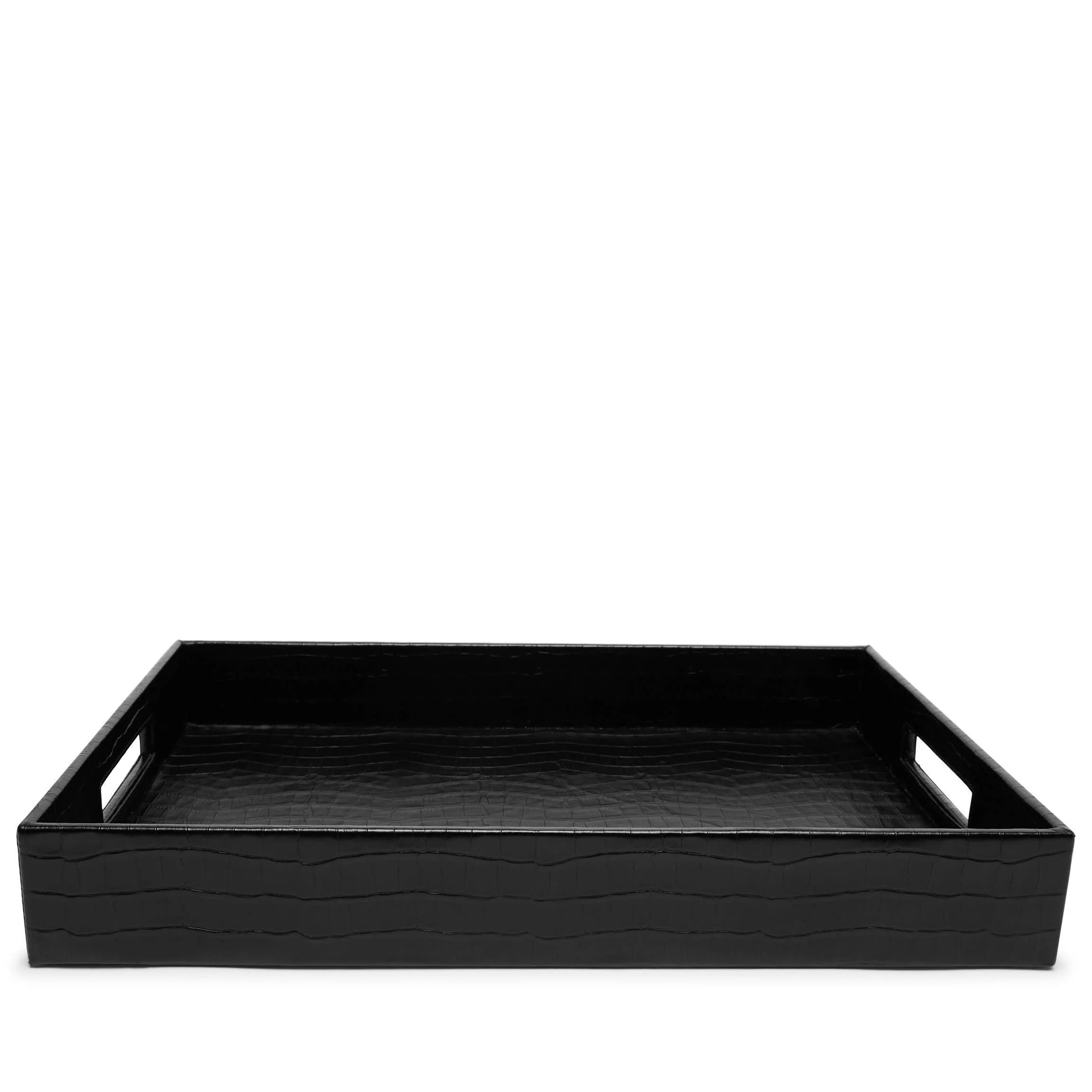 Leather Decorative Tray Black Croc | Leatherology