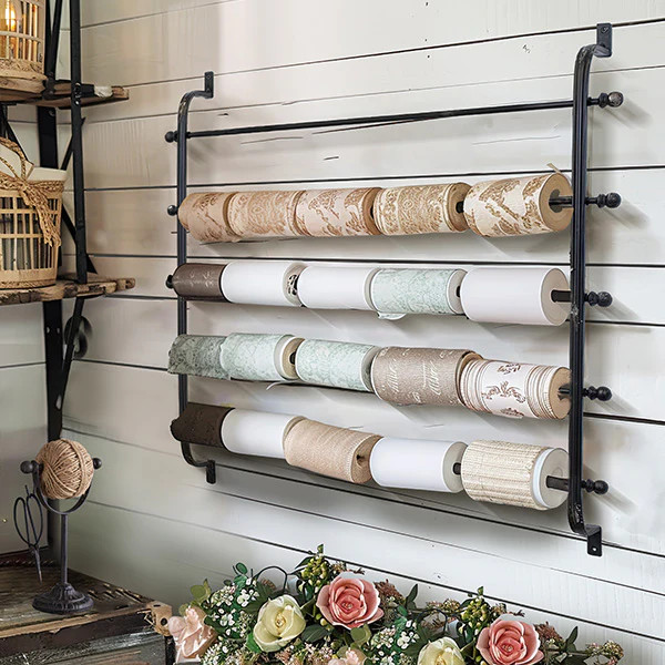 Black Distressed Ribbon Or Wrapping Paper Rack - Decor Steals | Decor Steals