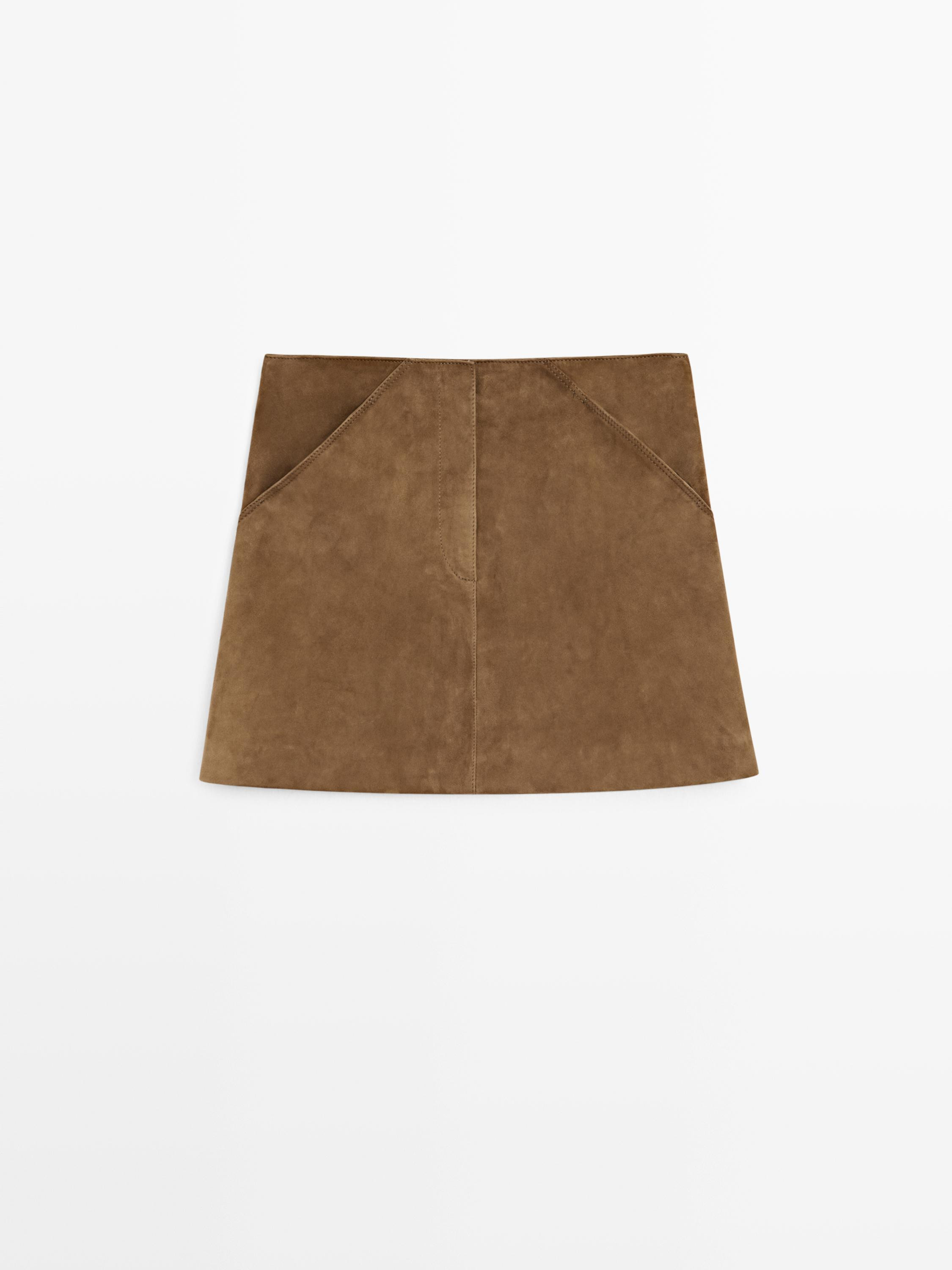 Suede leather mini skirt | Massimo Dutti UK