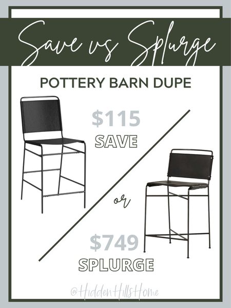Barstool dupe, Pottery Barn Dupe, Counterstool, Home decor dupe, kitchen decor, leather barstool, save or splurge, Perkins bar stool dupe, save vs splurge #homedecor #dupe #saveorsplurge 

#LTKsalealert #LTKhome