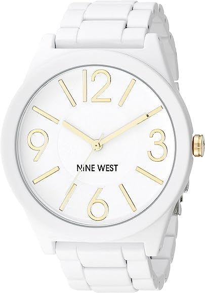 Nine West Women's NW/1678WTWT Analog Display Japanese Quartz White Watch, White/Gold | Amazon (US)