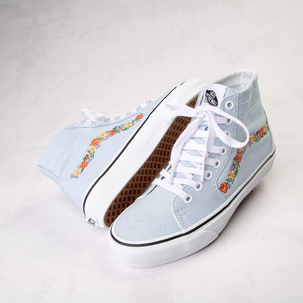 Vans Sk8-Hi Tapered Skate Shoe - Delicate Blue / Floral Embroidery | Journeys