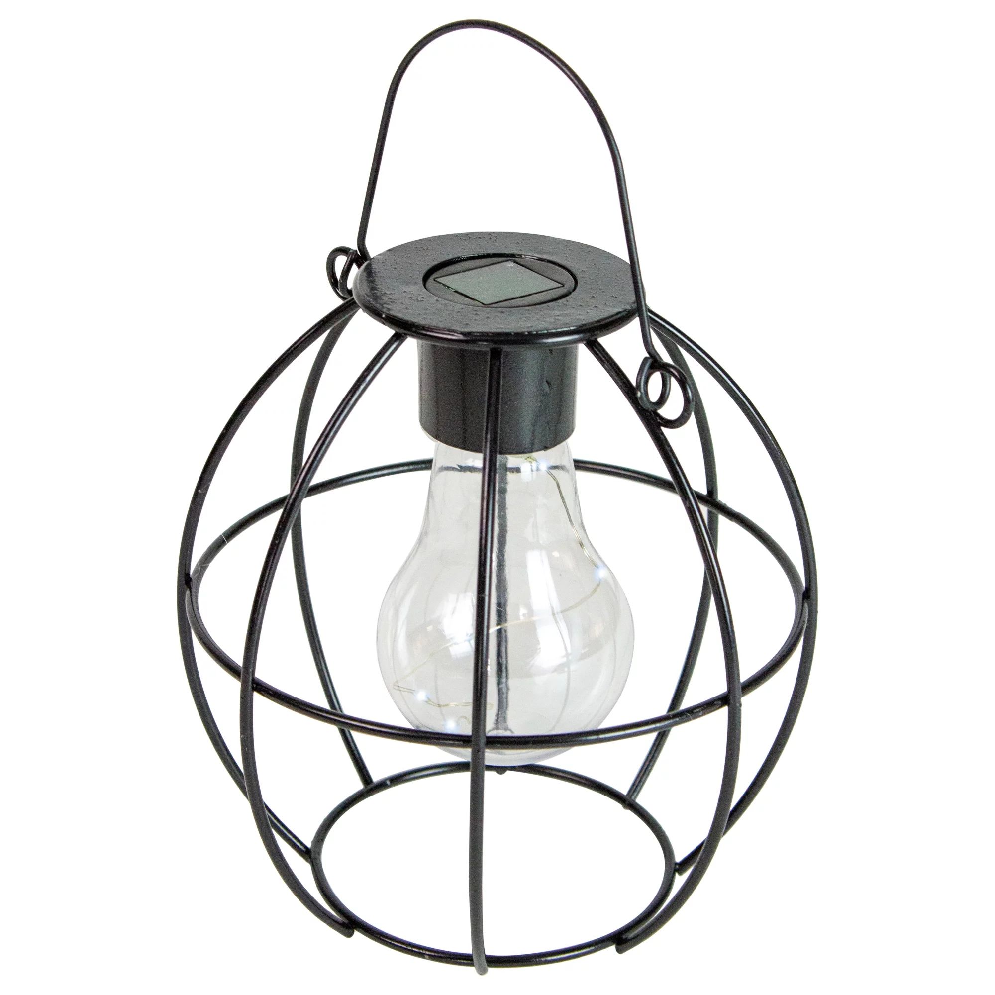 6" Black Geometric Outdoor Hanging Solar Lantern with Handle | Walmart (US)