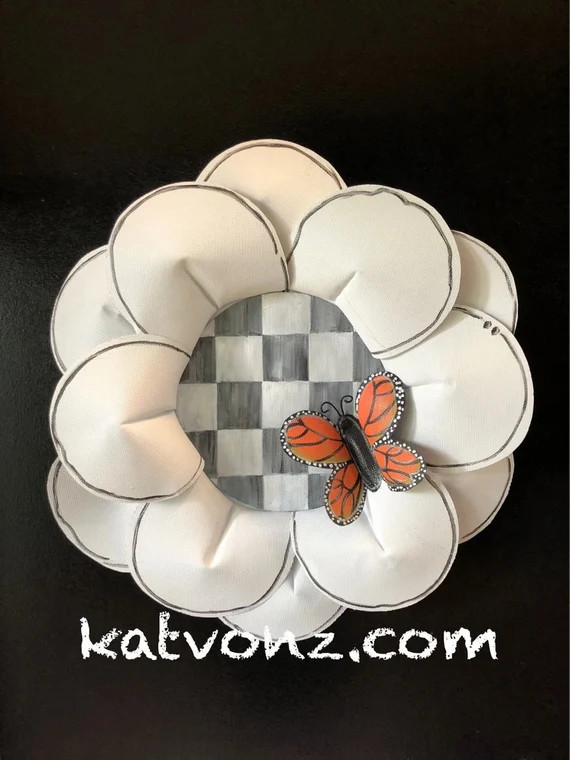 Summer Door Hanger / SPRING DOOR DECOR / Large Aluminum Screen White Flower with Gray and White C... | Etsy (US)