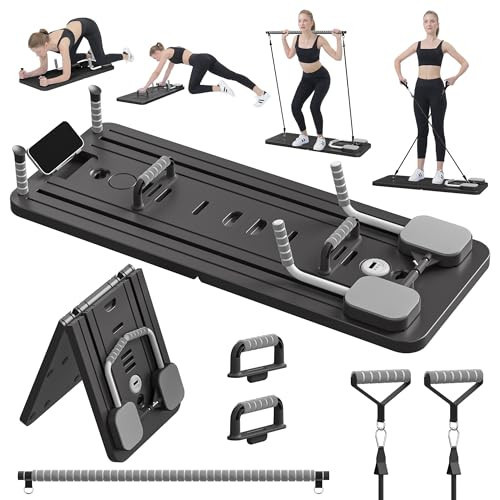 JANUA Pilates Board - Pilates Reformer Set, Multi-Purpose Foldable Pilates Reformer Board for Home, 5 in 1 Pilates Sliding Board (Black Set) | Amazon (US)