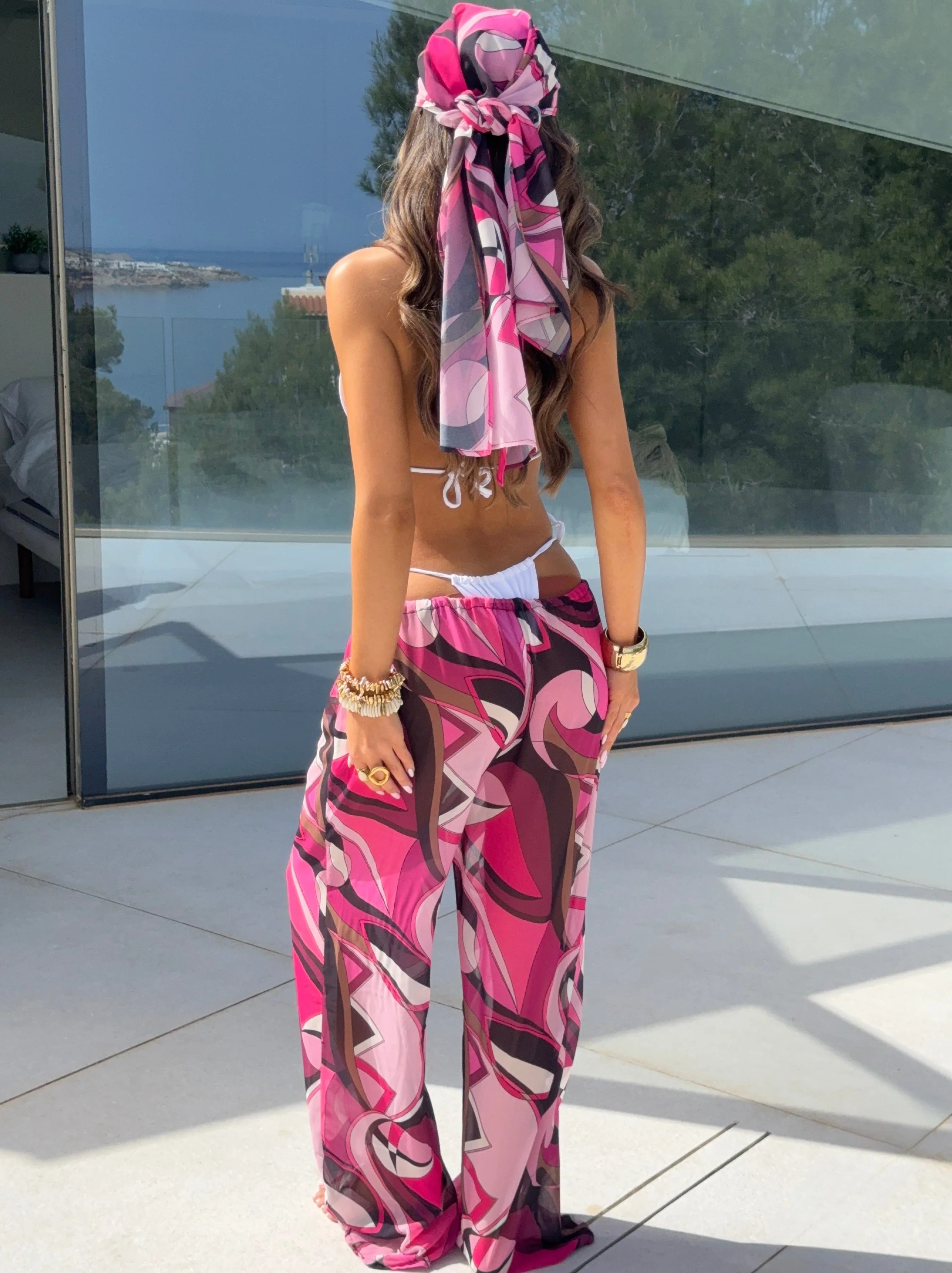 Sheer Bandana - Fuchsia Print | Lola Rae Fashion