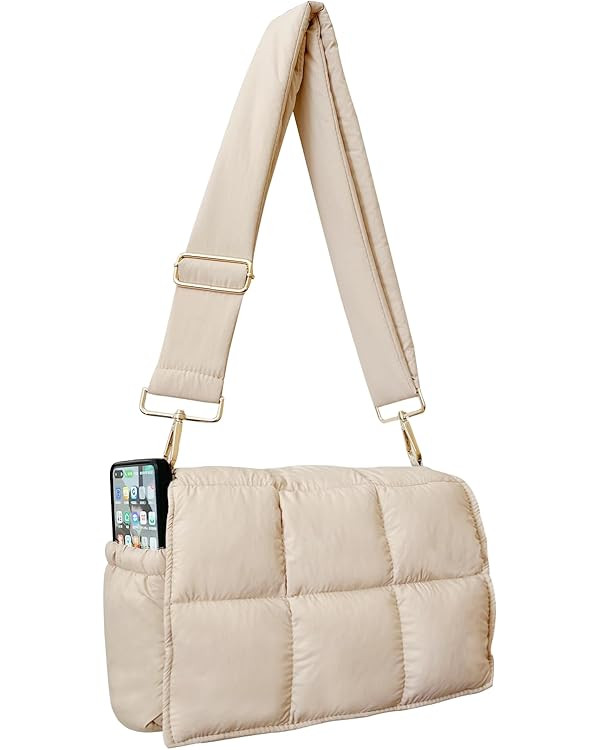 NAARIIAN Puffer Shoulder Bag Puffy Crossbody Purse Cotton Padded Quilted Handbag Designer Dupes W... | Amazon (US)