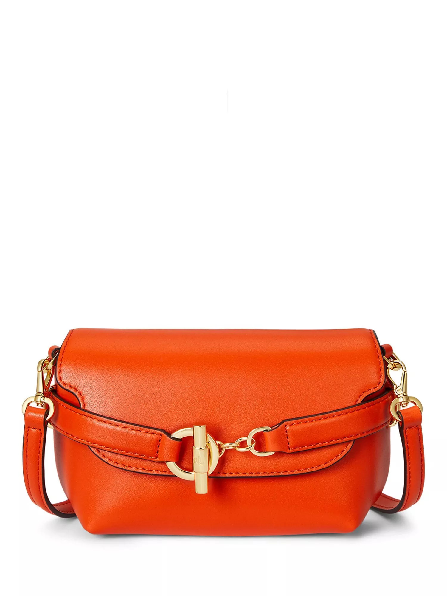 Lauren Ralph Lauren Blaike Small Leather Crossbody Bag, Dusk Orange | John Lewis (UK)