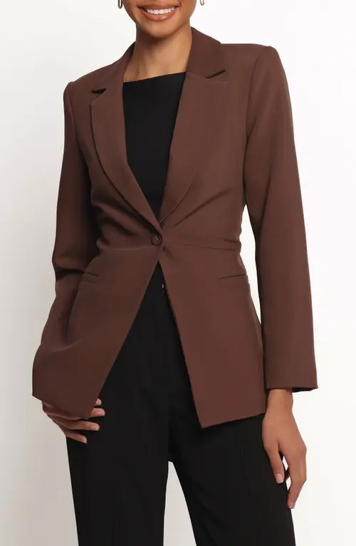 Petal & Pup Eliana Tie Waist Blazer in Espresso at Nordstrom, Size 4 | Nordstrom