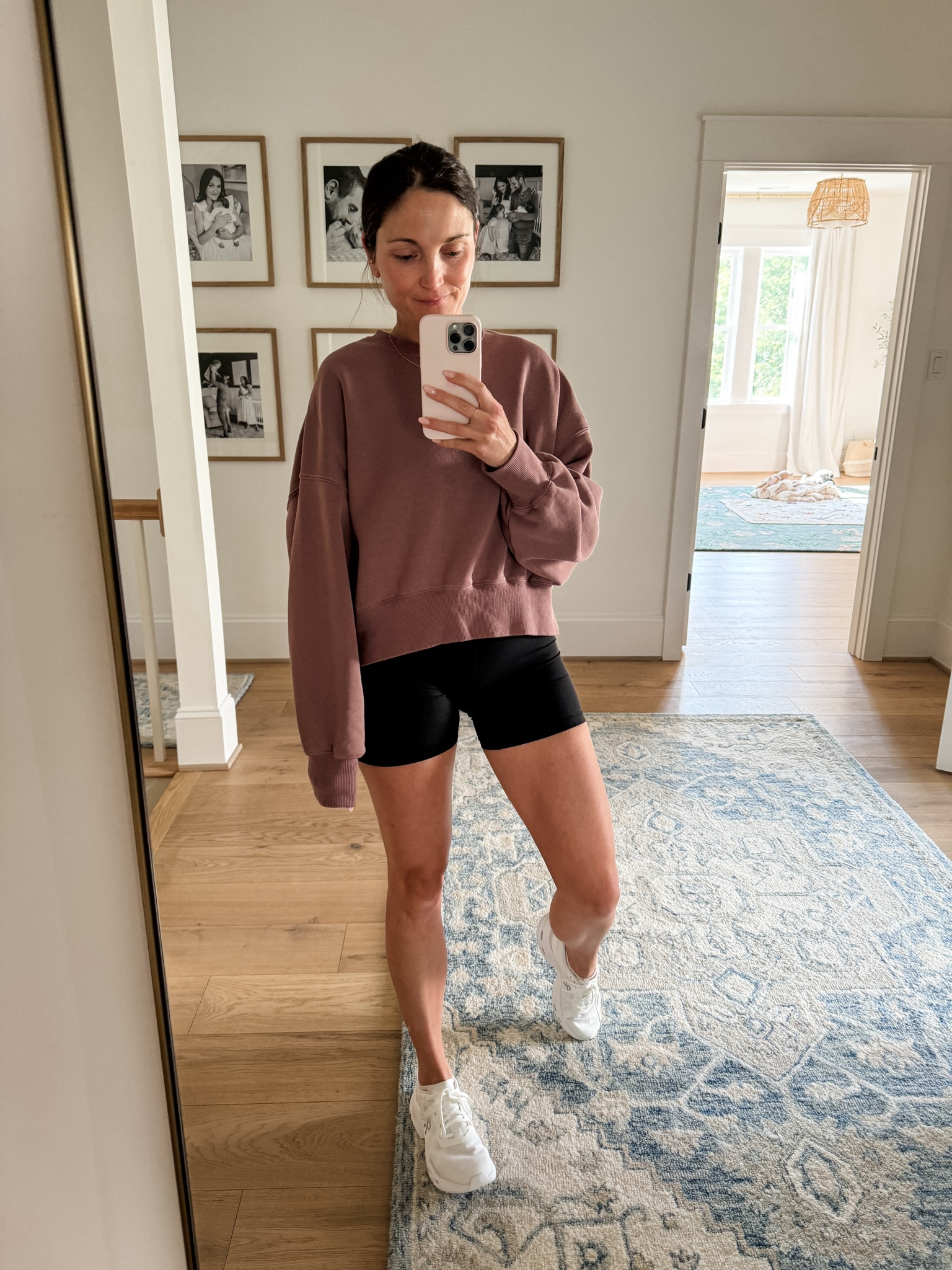It’s hot outside but cold inside so I love wearing shorts with a sweatshirt around the house. Love the Lululemon align shorts too! They’re so comfy! 

#LTKSeasonal #LTKFitness #LTKActive
