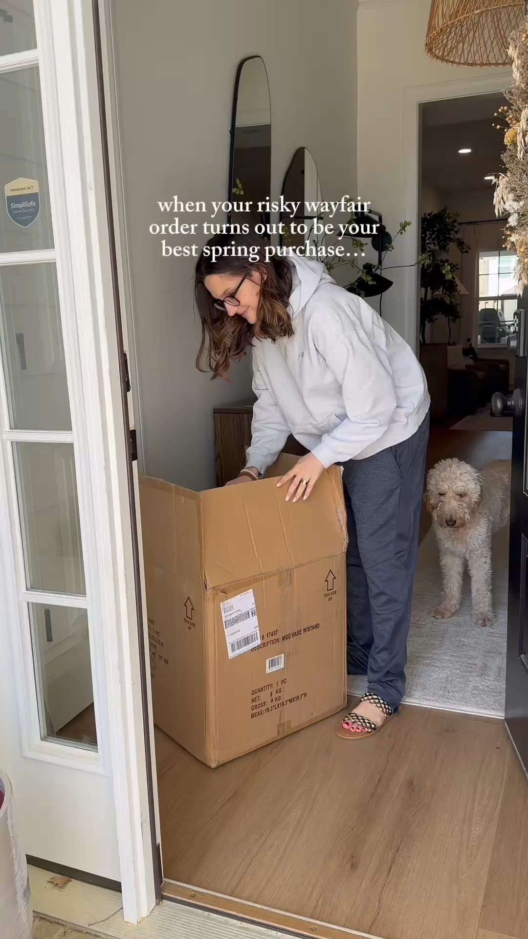 Under $100 beauty!! This GORLLL was under $100 so it was risky business because planters like this (especially that aren’t plastic) go for hundreds of dollars everywhere else. 

She is suuuper heavy. Comes with the stand!! Could be styled on a spring patio like I have mine styled, next to a console table, in an entryway, it’s such a versatile piece!! 