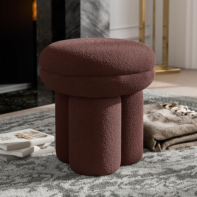 Furniture of America Rami Modern 18-inch Mushroom-Shape Upholstered Ottoman with Tri-Pillar Pedes... | Amazon (US)