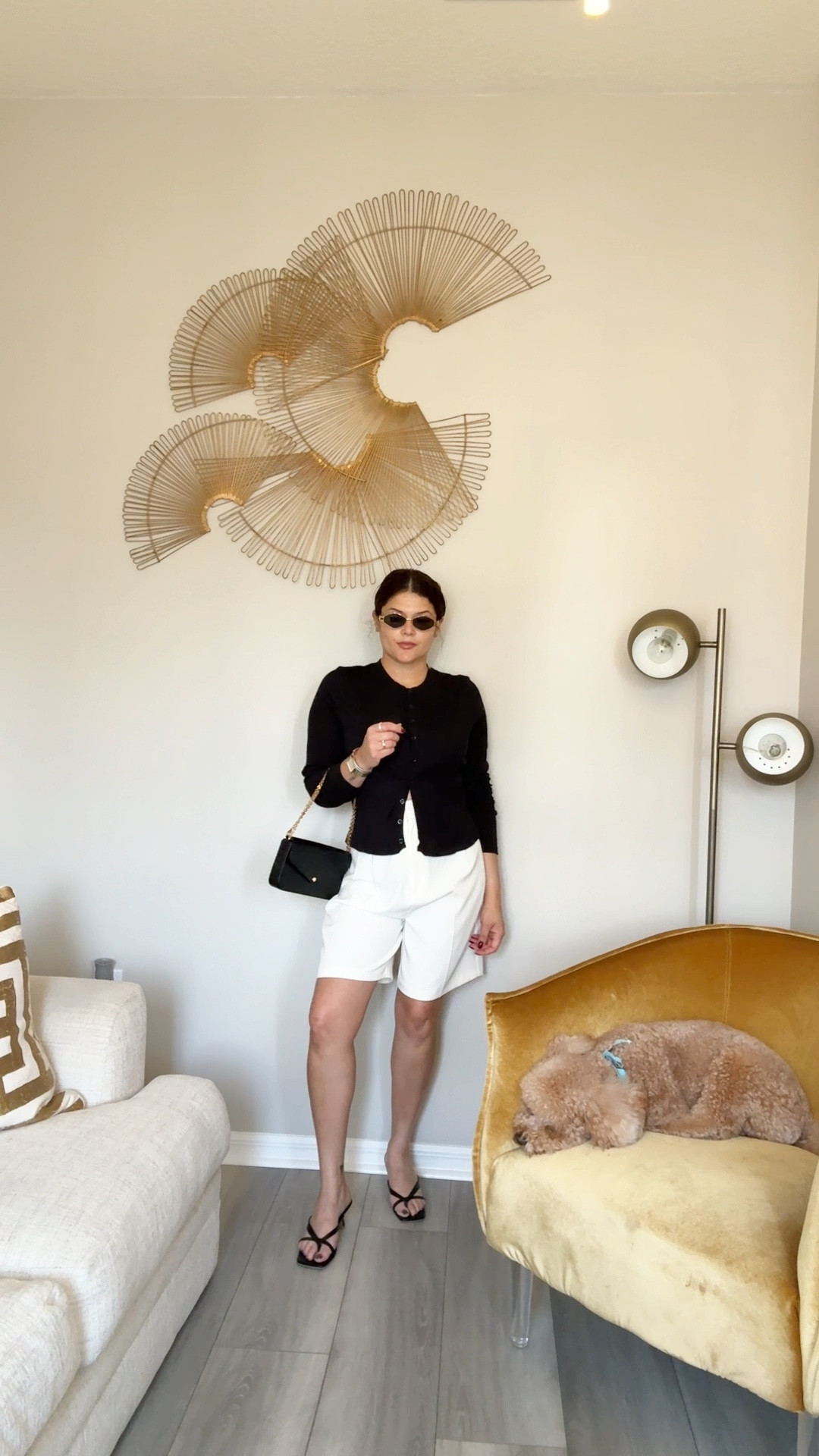 Black Cardigan - Bermuda Shorts - kitty heels- wallet on chain - Sunnies - #Brunchoutfit

#LTKItBag #LTKWatchNow #LTKMidsize