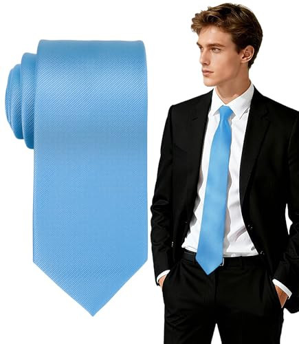 FIXSMITH Mens Light Blue Tie, Light Blue Ties for Men, Solid Color Neckties, Mens Neck Ties Formal for Wedding, Business, Graduation& Party,3.15" Wide | Amazon (US)