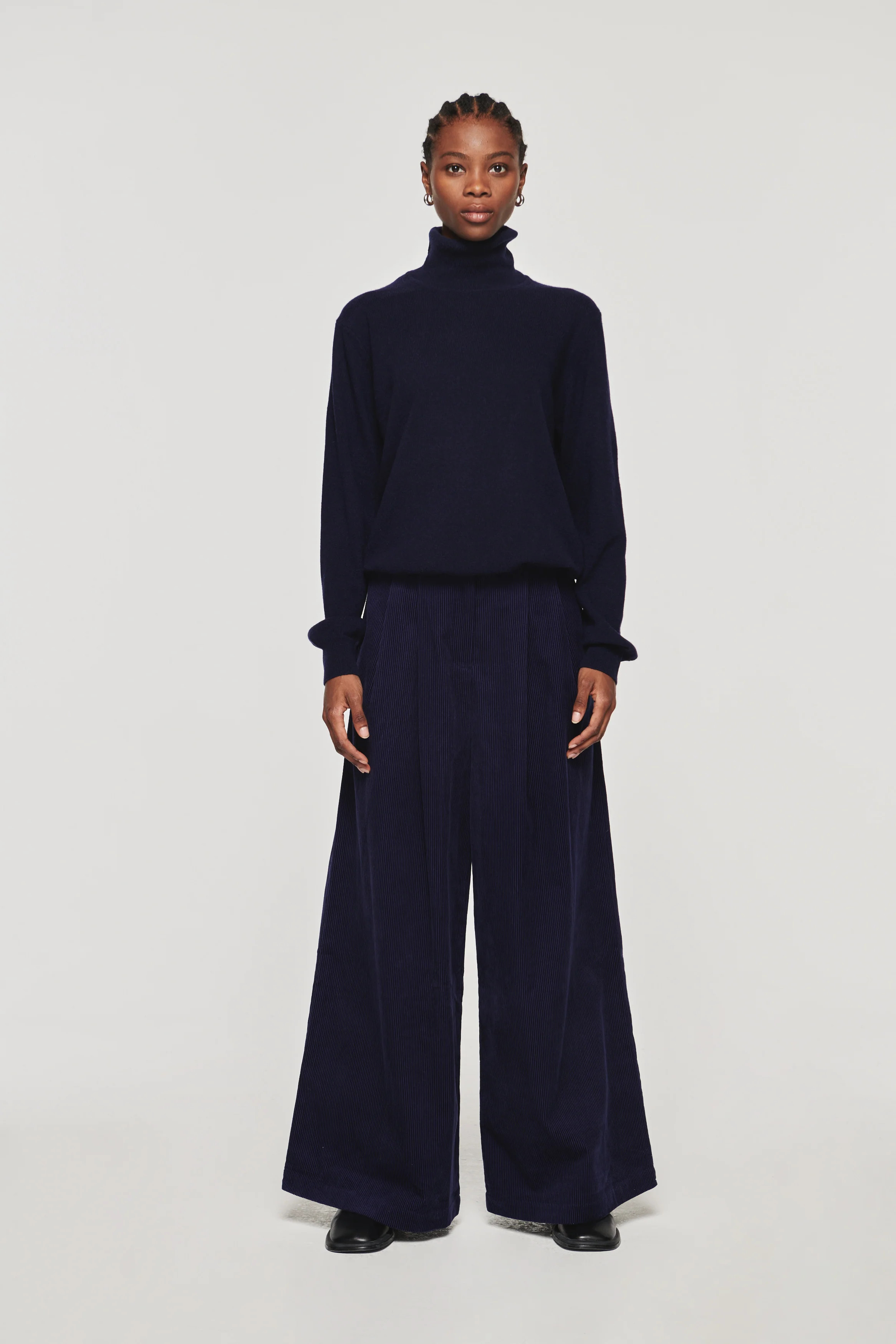 Lanita | Cord Trousers in Navy | ALIGNE | Aligne UK