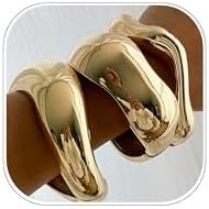 ALEXTINA Chunky Gold Bracelets Set for Women 18K Gold Plated High Shine Bracelets Minimalist Open... | Amazon (US)