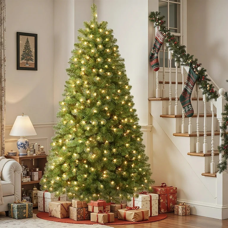 Alupssuc Árbol de Navidad con Bisagras Artificiales Pre-Lit Premium de 6,5 Pies con Luces Blanca... | Walmart (US)